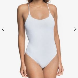 Roxy pink ribbed one piece.